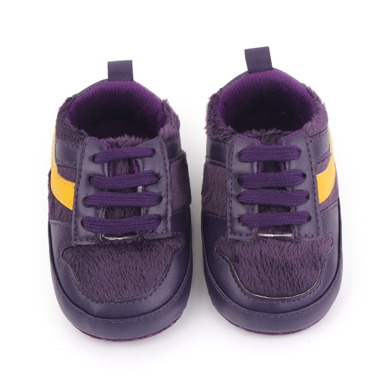 D2540 Autumn And Winter Soft Soled Walking Shoes Baby Shoes For 0-1 Years Old, Size: 12cm(Purple)