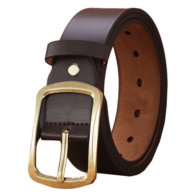 Dandali 120cm Mens Rubberized Pin Buckle Belt Casual Alloy Buckle Belt, Style: Gold Sun Buckle(Coffee)