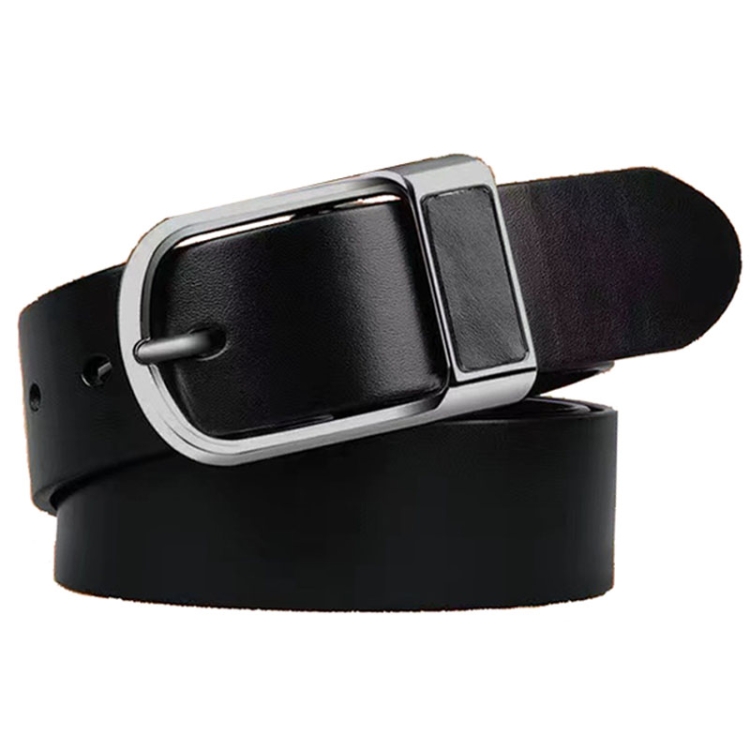 Dandali 120cm Mens Rubberized Pin Buckle Belt Casual Alloy Buckle Belt, Style: Silver Leather Pin Buckle(Black)