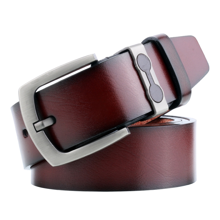 Dandali L8026 Men Casual Antique Alloy Buckle Leather Belt Waistband, Size: 110-125cm (Coffee)