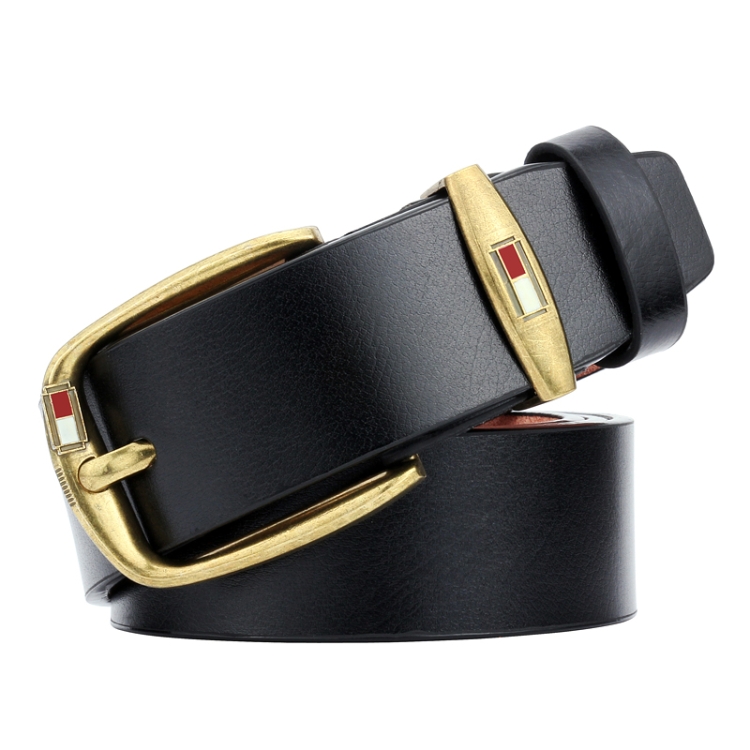 Dandali L8037 Men Casual Imitation Copper Buckle Leather Belt Waistband, Length: 115-125cm (Black)