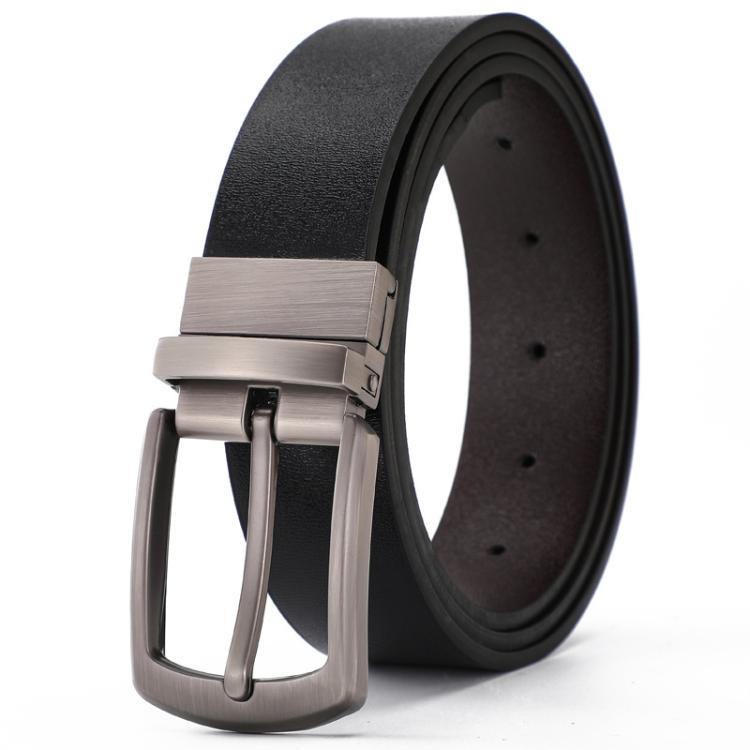 Dandali Rotatable Pin Buckle Men Leather Belt Leisure Belt, Length: 130cm(Black)