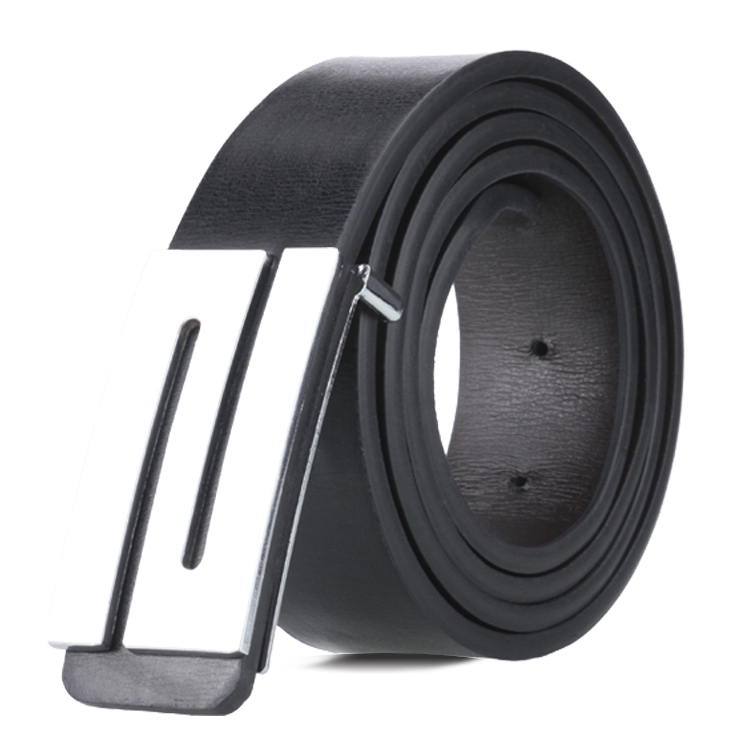 Dandali TT26 Men Fashion Silver N Buckle Leather Belt Waistband, Length: 115cm
