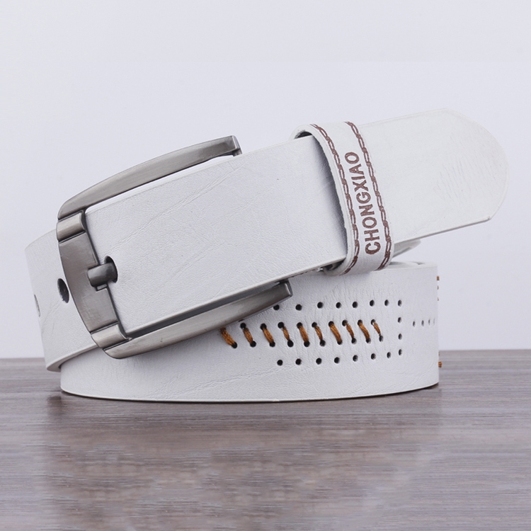 Dandali XX818 Men Fashion Retro Leather Belt Waistband, Length: 110cm (White)