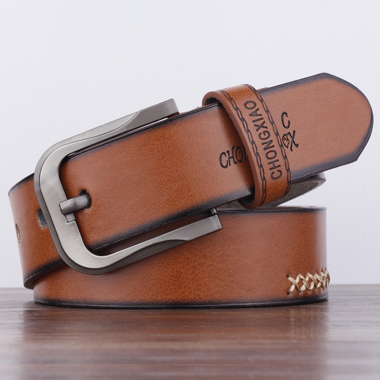 Dandali XX823 Men Retro Pin Buckle Leather Belt Waistband, Length: 110cm (Brown)