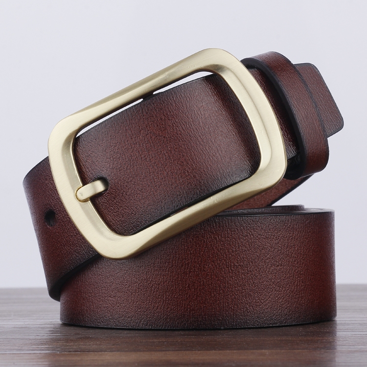 Dandali YY23 Men Retro Antique Pin Buckle Leather Belt Waistband, Length: 95-115cm (Brown)