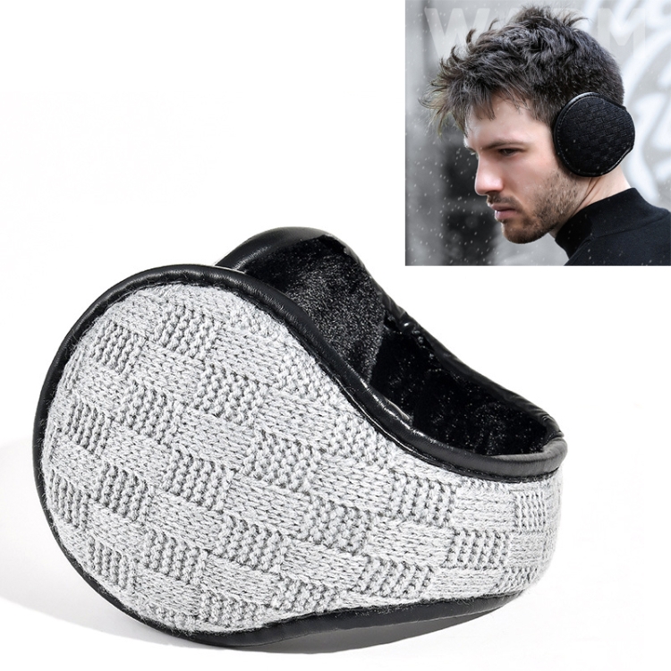 DEZ01 Winter Men Checkered Pattern Plush Foldable Warm Earmuffs Ear Bag, Size: Free Size(Grey)