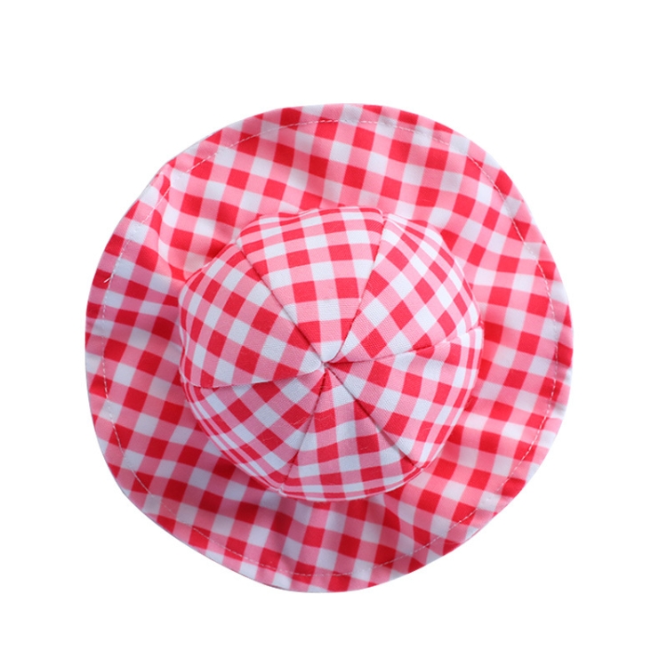 Dog Hat Summer Cool Photo Decoration Pet Cat Sun Hat, Size: S(Pink Grid)
