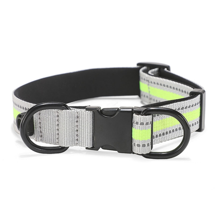 Dog Reflective Nylon Collar, Specification: S(Black buckle green)