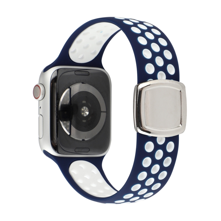 Double Color Silicone Watch Band For Apple Watch Ultra 49mm&Watch Ultra 2 49mm / Series 9&8&7 45mm / SE 3&SE 2&6&SE&5&4 44mm / 3&2&1 42mm(Blue White)
