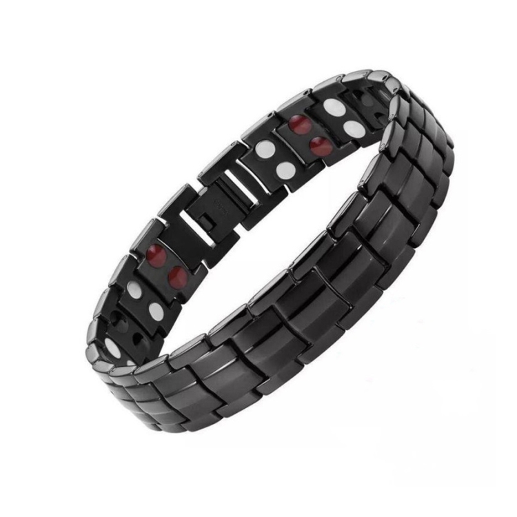 Double Row Magnet Magnetic Therapy Bracelet For Men, Colour: Black