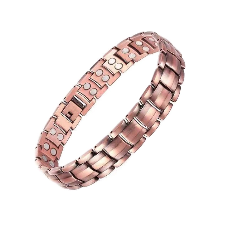 Double Row Magnet Magnetic Therapy Bracelet For Men, Colour: Bronze Full Magnet