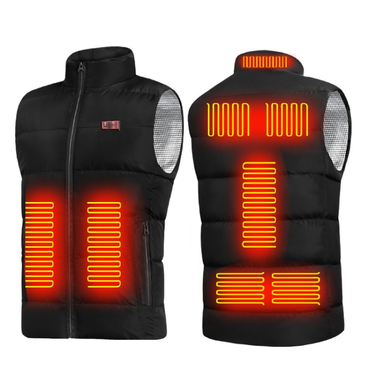 Dual Control Switch Smart USB Heating Down Vest, Size: XXL(Black)