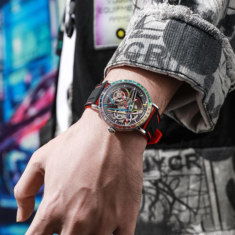 Dulunwe 6057A 30m Waterproof Luminous Fully Automatic Mechanical Watch, Color: Silicone Strap Black