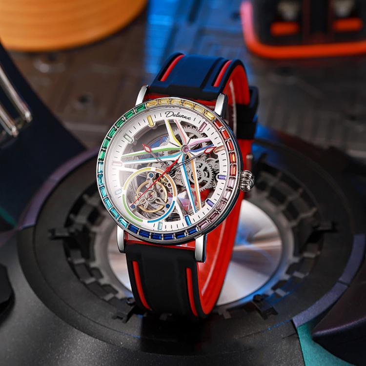 Dulunwe 6057A 30m Waterproof Luminous Fully Automatic Mechanical Watch, Color: Silicone Strap White