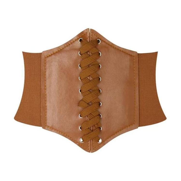 Elastic Waist Belt Slimming Effect Shirts Stretchy Waist Cincher(Light Tan)