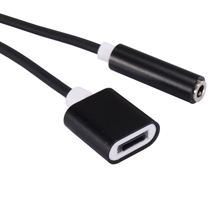 ENKAY Hat-Prince 2 in 1 3.5mm Female + 8 Pin Female to 8 Pin Male Charging and Listening to Music Earphone Audio Adapter for iPhone 7, iPhone 6, iPhone 5, iPad, iPod, Not Support iOS 10.3.1 or Above Mobile Phones(Black)