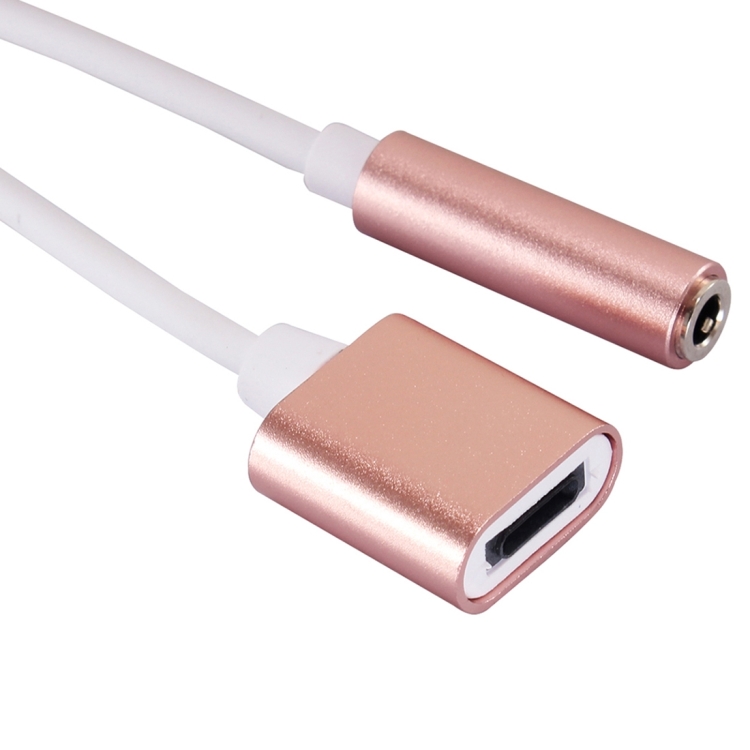ENKAY Hat-Prince 2 in 1 3.5mm Female + 8 Pin Female to 8 Pin Male Charging and Listening to Music Earphone Audio Adapter for iPhone 7, iPhone 6, iPhone 5, iPad, iPod, Not Support iOS 10.3.1 or Above Mobile Phones(Rose Gold)