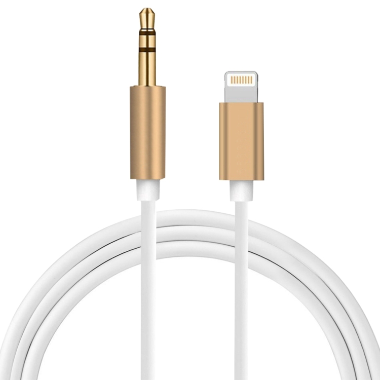 ENKAY Hat-Prince 8 Pin Male to 3.5mm Male Audio AUX Cable for iPhone 7, iPhone 6, iPhone 5, iPad, iPod, Not Support iOS 10.3.1 or Above Mobile Phones, Cable Length: about 1 m(Gold)