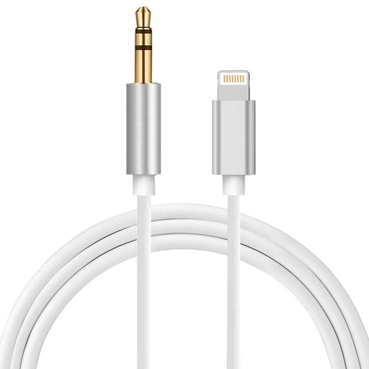 ENKAY Hat-Prince 8 Pin Male to 3.5mm Male Audio AUX Cable for iPhone 7, iPhone 6, iPhone 5, iPad, iPod, Not Support iOS 10.3.1 or Above Mobile Phones, Cable Length: about 1 m(Silver)