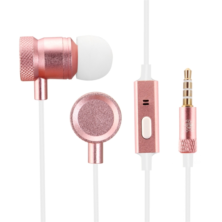 ENKAY Hat Prince Bass In-Ear Stereo Meatl Earphone with Wire Control + MIC, Support Answering and Rejecting Call for iPhone, iPad, iPod, Samsung, HTC, Sony(Pink)