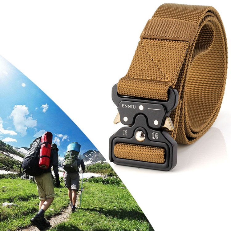 ENNIU 3.8cm Wide Snake Buckle Outdoor Casual Nylon Belt Adjustable Multifunction Training Belts (Brown)