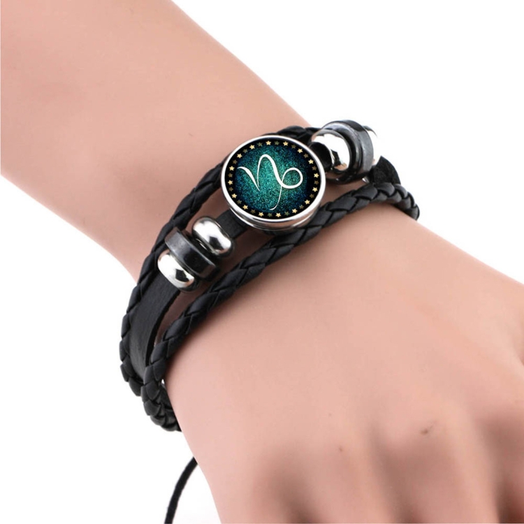European and American Hand-knitted Beaded Retro DIY Bracelet Capricorn Constellation Leather Punk Fashion Bracelet