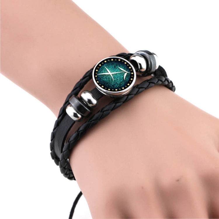 European and American Hand-knitted Beaded Retro DIY Bracelet Sagittarius Constellation Leather Punk Fashion Bracelet