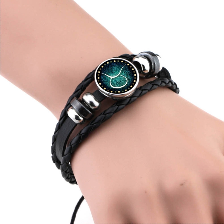 European and American Hand-knitted Beaded Retro DIY Bracelet Taurus Constellation Leather Punk Fashion Bracelet