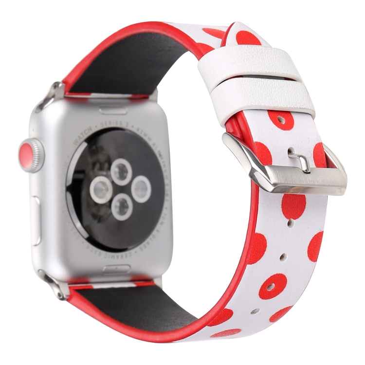 Fashion Dot Series Watch Band For Apple Watch Series 9&8&7 41mm / SE 3&SE 2&6&SE&5&4 40mm / 3&2&1 38mm(White Red)