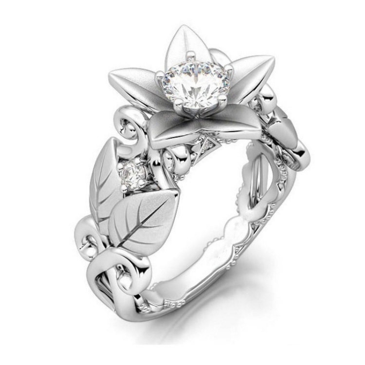 Fashion Rose with Diamond Women Wedding Ring, Ring Size:10