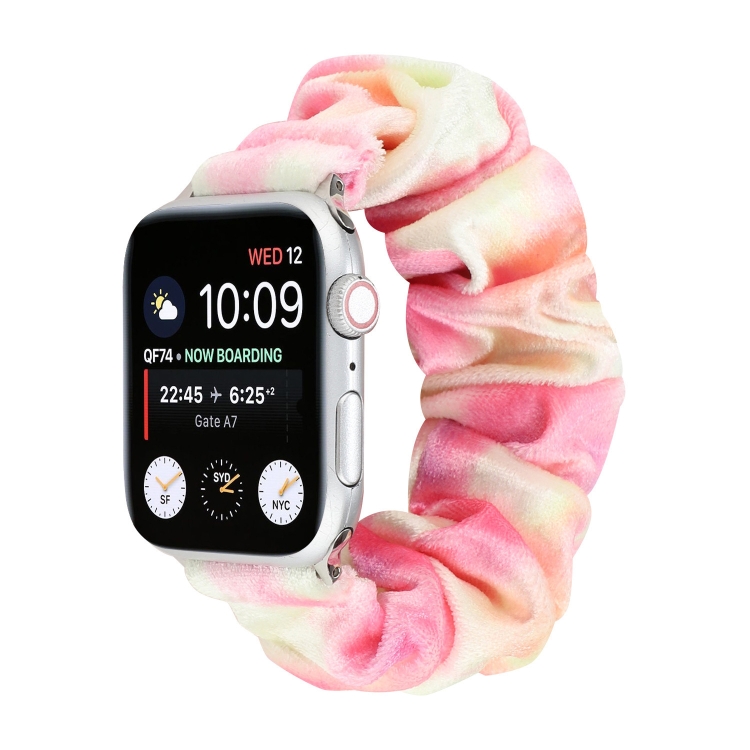 Flannel Hair Ring Strap Watch Band For Apple Watch Series 9&8&7 41mm / SE 3&SE 2&6&SE&5&4 40mm / 3&2&1 38mm(1)