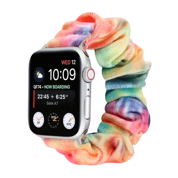 Flannel Hair Ring Strap Watch Band For Apple Watch Series 9&8&7 41mm / SE 3&SE 2&6&SE&5&4 40mm / 3&2&1 38mm(17)