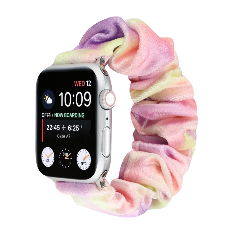 Flannel Hair Ring Strap Watch Band For Apple Watch Series 9&8&7 41mm / SE 3&SE 2&6&SE&5&4 40mm / 3&2&1 38mm(2)
