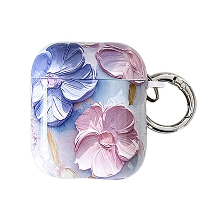 For AirPods 1 / 2 Oil Painting TPU Water Sticker Earphone Case(Light Blue)