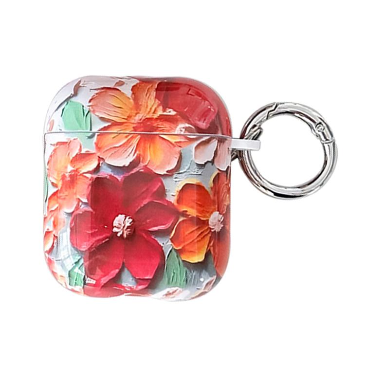 For AirPods 1 / 2 Oil Painting TPU Water Sticker Earphone Case(Red)