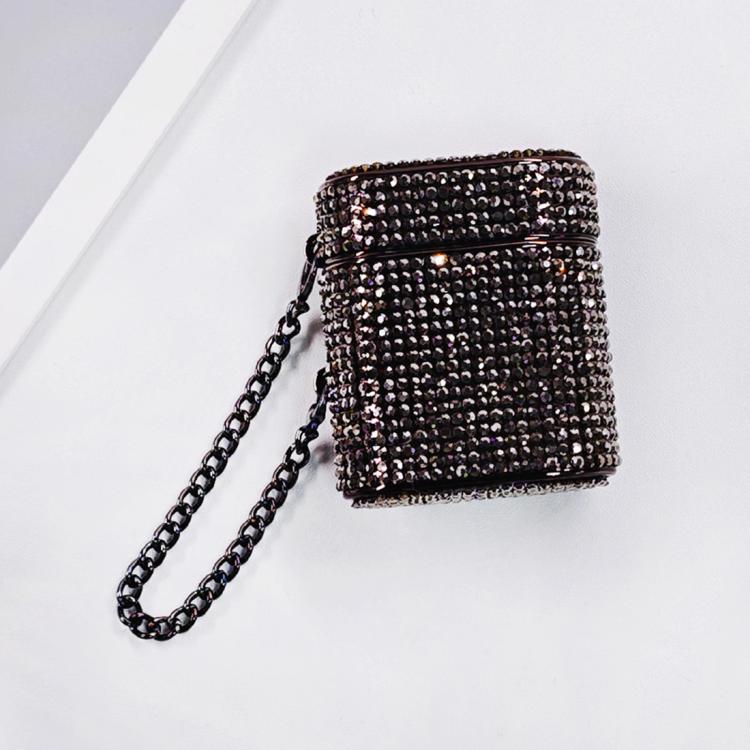 For AirPods 2 / 1 Cylindrical Diamond Bluetooth Earphone Protective Case(Black)