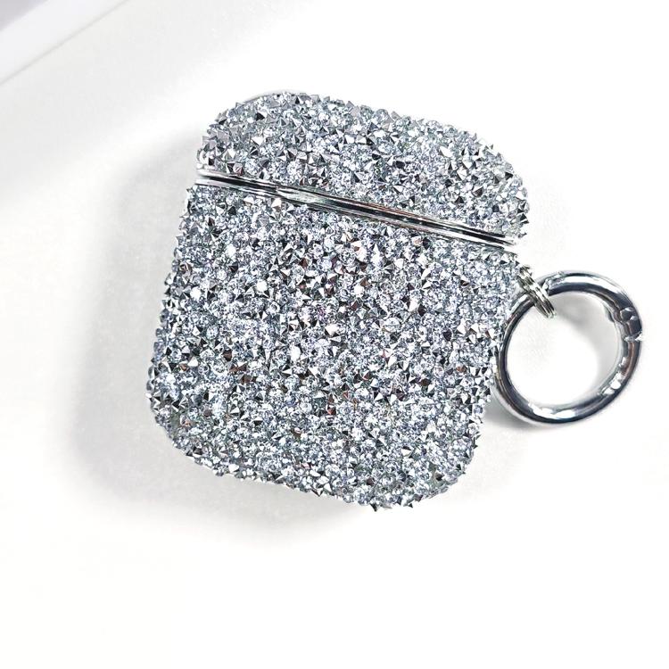 For AirPods 2 / 1 Electroplating Glitter Diamond Wireless Earphone Protective Case(Silver)