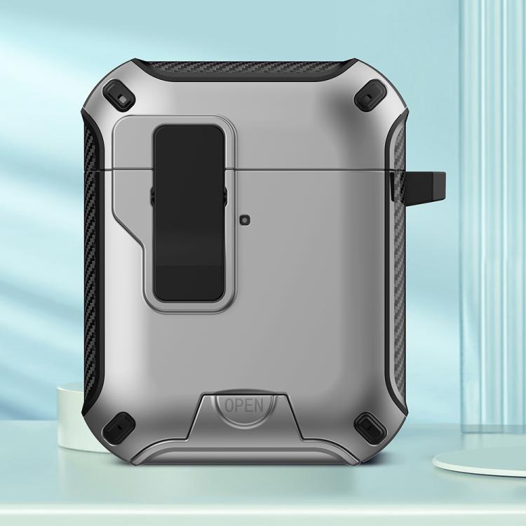 For AirPods 2 / 1 Wireless Bluetooth Earphones MagSafe Holder Protective Case(Silver)