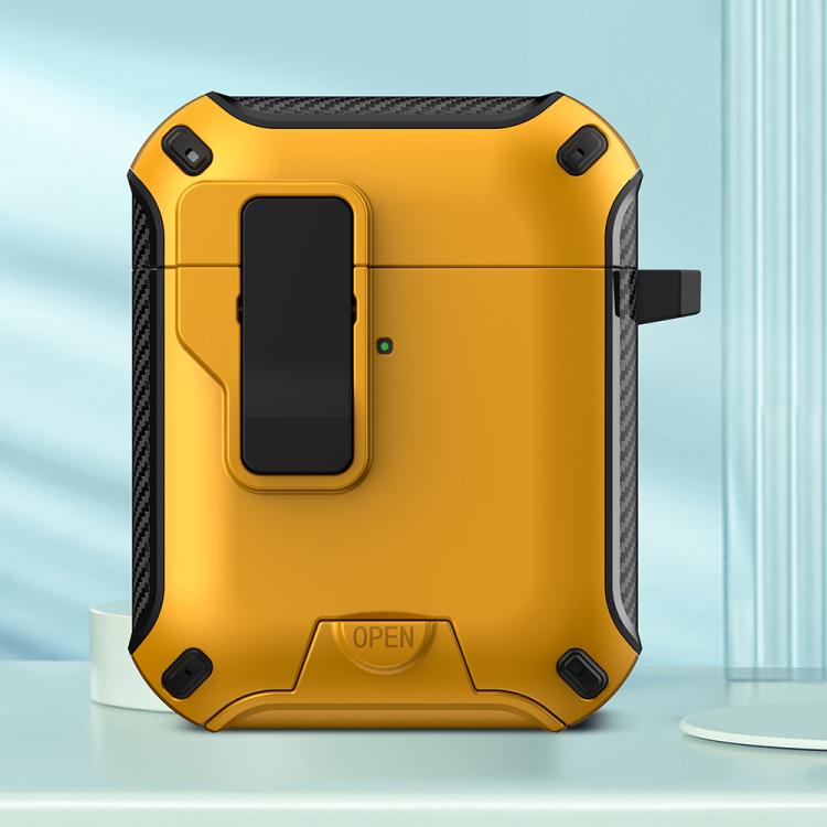 For AirPods 2 / 1 Wireless Bluetooth Earphones MagSafe Holder Protective Case(Yellow)