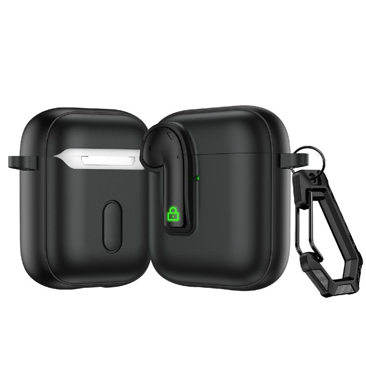 For AirPods 2 Colorful Lock Earphones Protective Case(Black)