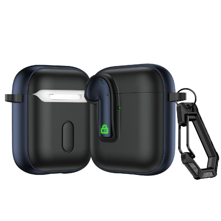 For AirPods 2 Colorful Lock Earphones Protective Case(Navy Blue)