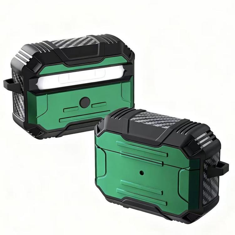 For AirPods Pro 3 Armor TPU Hybrid PC Shockproof Earphones Cover with Hook(Green)