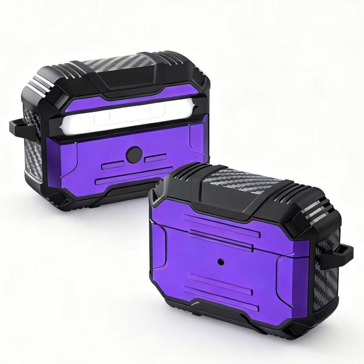 For AirPods Pro 3 Armor TPU Hybrid PC Shockproof Earphones Cover with Hook(Purple)