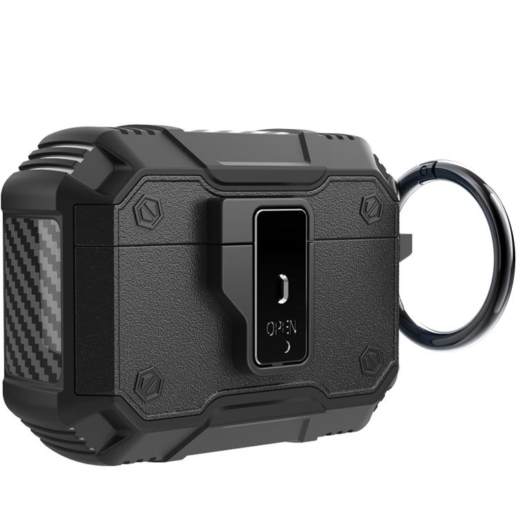 For AirPods Pro 3 Non-slip  Armor Shockproof Earphones Case with Hook(Black)
