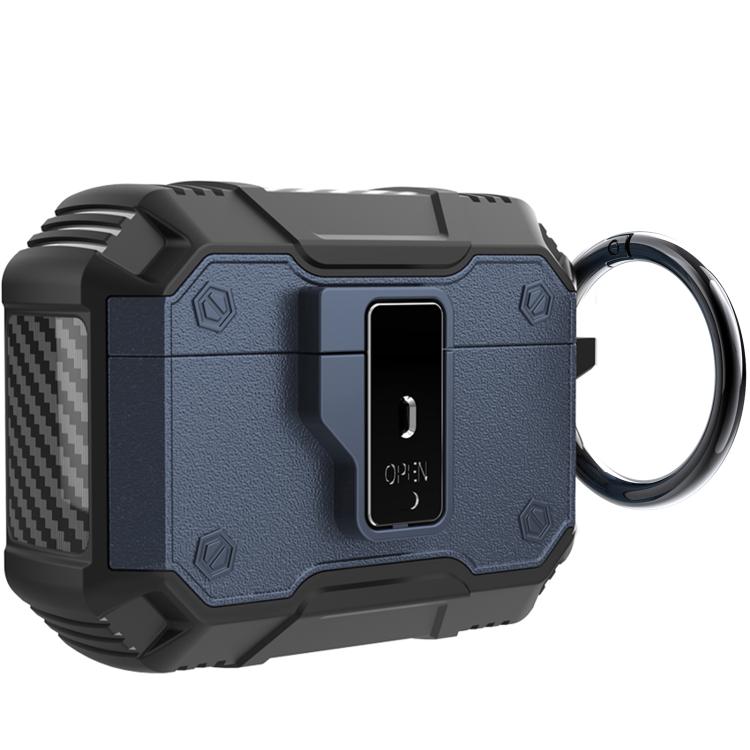 For AirPods Pro 3 Non-slip  Armor Shockproof Earphones Case with Hook(Blue)