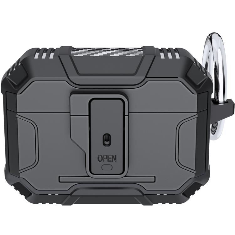 For AirPods Pro 3 Non-slip TPU+PC Shockproof Earphones Case with Hook(Black)