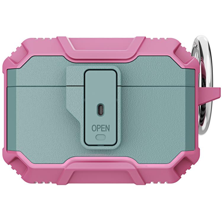 For AirPods Pro 3 TPU + PC Shockproof Earphones Case with Hook(Green+Pink)
