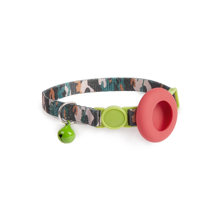 For AirTag 2nd Gen / AirTag 1st Gen Pet Collar Holder Print Design Case with Bell and Safety Buckle, Style: Forest camouflage