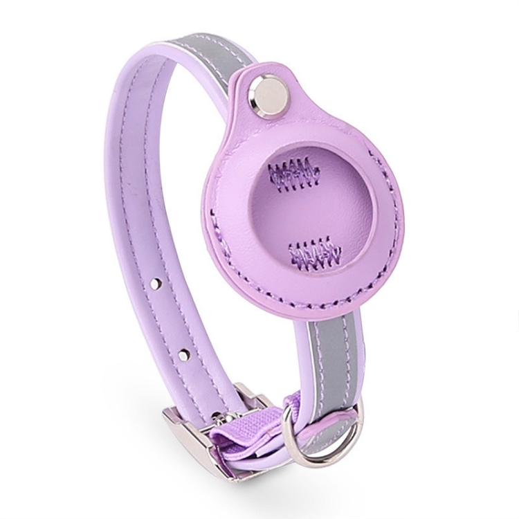 For AirTag 2nd Gen / AirTag 1st Gen Tracker Protective Cover Pet PU Collar, Specification: S(Purple)